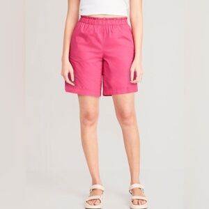 NWT! Pink High-Waisted Poplin Pull-On Shorts for Women -- 5-inch inseam 🌊
